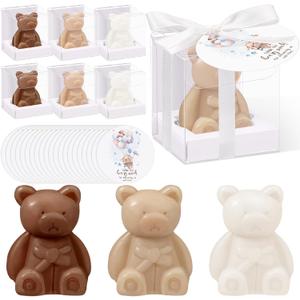 Geosar 36 Pack Bear Baby Shower Favors Bear Soap Gift with Thank You Cards and Boxes for Baby Shower Decoration Guest Gift Wedding Party Bridal Favors Supplies(White Brown)
