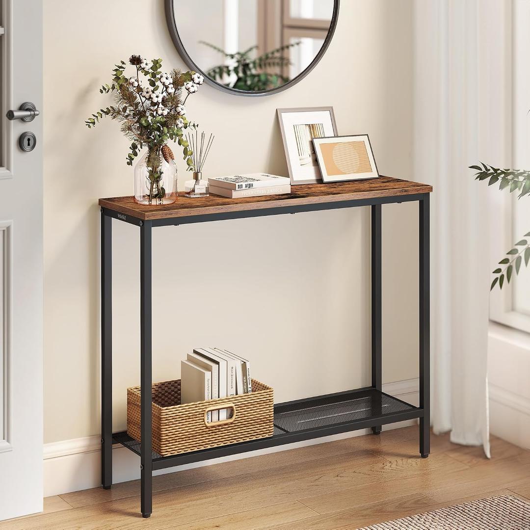 VASAGLE 31.5" Console Table, Narrow Behind Couch Table, 2 Tier