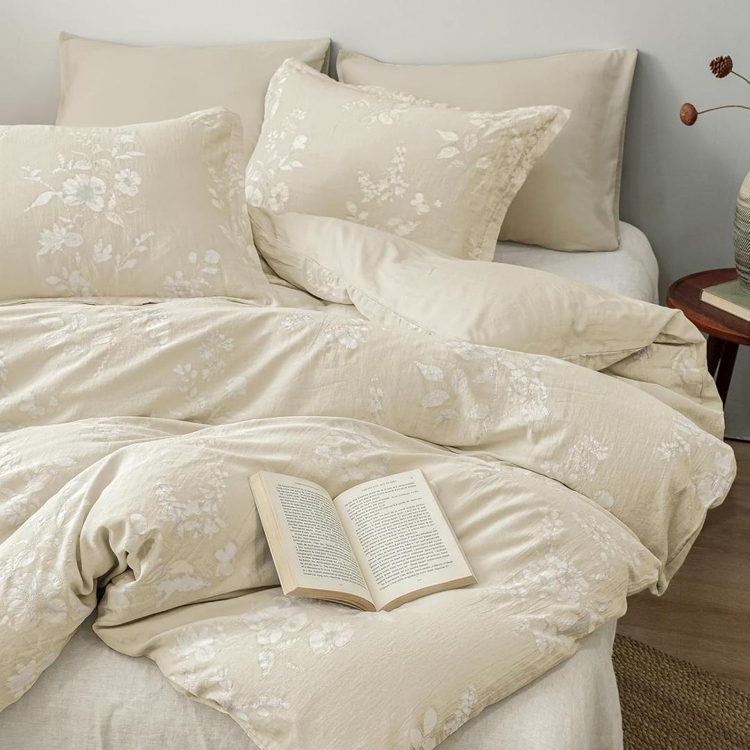 PHF Stone-Washed 100% Cotton Duvet Cover King Size, 104"x90", Formal Grey