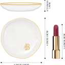 PUDDING CABIN Ceramic Initials Ring Dish Jewelry Tray Gifts for Mom Sister Friends, 4.3inch (F)