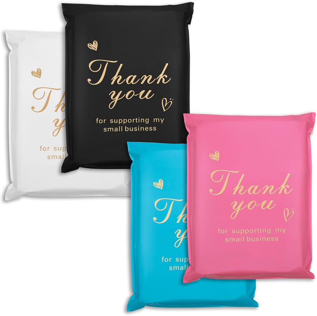 Thank You Poly Mailer 14.5x19 Inch 50 Pcs, Waterproof and Tear-Resistant Shipping Bags for Clothing, Strong Mailing Bags with Self-Seal, Cute Packaging Bags for Small Business - Mixed color, 14.5x19 Inch 50Pcs