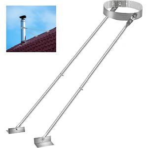 Adjustable Extended Chimney Support Kit, 614 Inch Stove Pipe Roof Support, Heavy-Duty Roof Mount Bracket, Provide Stability Against Wind and Snow