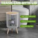 Bathroom Trash Can with Lid 2 Pack, 1.8 Gal / 3.17 Gal Samll Waste Basket
Todaygo Trash bin, Dog Droof, Wood Grain Lid and Legs, Plastic, White, for Bathroom, Bedroom, Living Room, Office, RV, Dorm