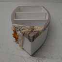 Morning View 2-Shelf Wood Boat Shelf, Nautical Decor with Fishing Net, Starfish, Seashells - Wall Mount or Tabletop Display - Beach Themed Home Decor, White, 6.7x3x16.5 Inch