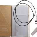 Travelers Notebook Accessories Kit - Kraft File Folder, Zipper Case, Pen Holder, Binder Clip and 2 Elastic Bands