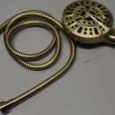 High Pressure 10 Ways Handheld Shower Head Brushed Gold- Anti-clog Nozzles, Built-in Power Wash to Clean Tub, Wall & Overhead Brackets, Magnetic Rainfall Shower Wand, Built-in 2 Power Jet