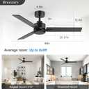 2 Pack 48 Inch Ceiling Fans without Light Remote Control, 6-Speed, Quiet Reversible DC Motor, 3-Blade, Industrial Indoor/Outdoor Ceiling Fan No Light for Living Room Patio, Black