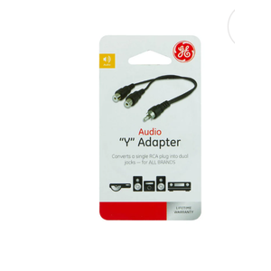 GE 2-Way RCA Audio Adapter,6in, Black 2PAC