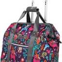 Lily Bloom Designer Under the Seat Tote Cabin Luggage Collection - 15 Inch Patterned Carry on Bag For Women - Lightweight Suitcase with 2 Rolling Wheels (Wildwoods)
