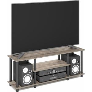 Furinno Turn-N-Tube No Tools 3D 3-Tier Entertainment TV Stand up to 50 inch TV, Round Tubes, French Oak Grey/Black
