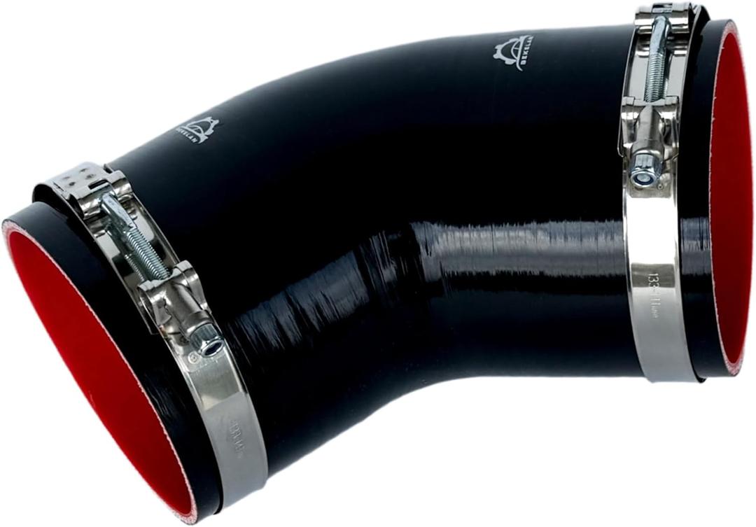 45 Degree 5" ID (127mm) Elbow Coupler Silicone Hose With Stainless Steel T-Bolt Clamp - High-Temp 4-Ply Reinforced Design for Automotive Turbo/Intercooler/Intake Piping/Industrial Hydraulic