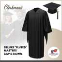CLERKMANS Unisex Deluxe Masters Graduation Gown, Cap & Tassel with Year Date Package (Black) 51