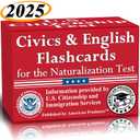 US Citizenship Flash Cards 2025 to study for the Naturalization test includes Civics with all 100 USCIS illustrated questions and answers for American civics and English exam proficiency flashcards