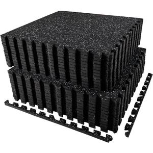 AIRHOP 0.56in Thick 96 Sq Ft Exercise Equipment Mats, 24 Tiles Upgraded Rubber Top with High Density EVA Foam, Large Interlocking Puzzle Gym Flooring for Home Gym, Heavy Weight Workout, 24 x 24in (Black/White)