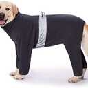 Miaododo Polar Fleece Dog Clothes Winter for Medium Large Dog Pajamas,Thermal Dog Jacket Onesies Jumpsuits Outfits,for Boy or Girl，Zipper on The Back (36, Dark Grey)