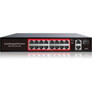 PoE Switch, 16 Port Managed POE+ Ethernet Switch(16 POE+ Ports+2 Gigabit Uplink,1 x 1.25G SFP), 240W Built-in Power, Support VLAN, QoS, Fanless Metal, Plug & Play(Wall Mount/Rack Mount)
