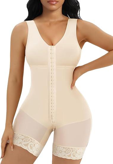 SHAPERX Shapewear for Women Tummy Control Post Surgery Full Body Shaper Butt Lifter with Zipper Crotch, XL