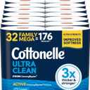 Cottonelle Ultra Clean Toilet Paper, 32 Family Mega Rolls=176 Regular Rolls