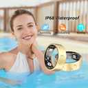Smart Health Rings for Women & Men Fitness Ring with Heart Rate, Blood Oxygen, Step Tracker Ring, Sleep Tracker, IP68 Waterproof Smart Ring for iOS & Android,No Subscription Fee(Gold, 8#)