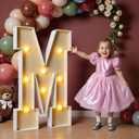 imprsv 3FT Block Marquee Letters, Light Up Letters for Birthday Baby Shower Party Backdrop Decor, Large Light Up M for Wedding Decorations Engagement Party Decorations