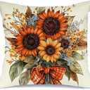 AACORS Fall Pillow Cover 20x20 Inch Sunflower Decor Floral Farmhouse Seasonal Pillow Case Decorations for Home Sofa Couch AA726-20 (Multicolor)