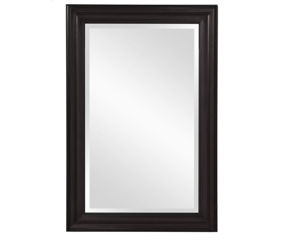 Howard Elliott Collection George Rectangular Glossy Black Wall Mirror, Rectangle Hanging Wood Framed Vanity Mirrors for Home Decor, Living Room, Bathroom, Bedroom, or Hallway, 24 x 36 Inch