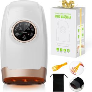Hand Massager with Heat and Compression, Hand Massage with 2 Vibration 6 Modes 6 Intensities, Electric Hand Massager for Arthritis and Carpal Tunnel Relief, Christmas Gifts for Women Men, White