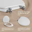 White Round Toilet Seat Natural Wood Toilet Seat with Zinc Alloy Hinges, Easy to Install also Easy to Clean, Scratch Resistant Toilet Seat by Angol Shiold (Round, White)