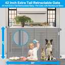 42 Inch High Retractable Baby Gates Extra Tall Retractable Pet Gate with Reinforced Strips 55 Inch Wide No Sag Mesh Baby Gate for Stairs Anti-Scratch Extra Tall Dog Gates for Doorways, Gray