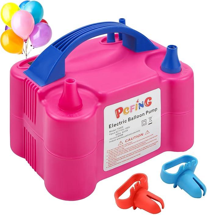 Electric Air Balloon Pump, Portable Dual Nozzle Electric Balloon Blower Air Pump Balloons Inflator for Decoration, Party, Sports, Gifts: 2 Balloon Tying Tools