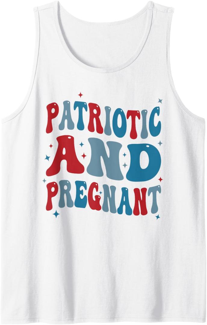 4th Of July Pregnancy Reveal Patriotic Pregnant Baby Shower Tank Top, S