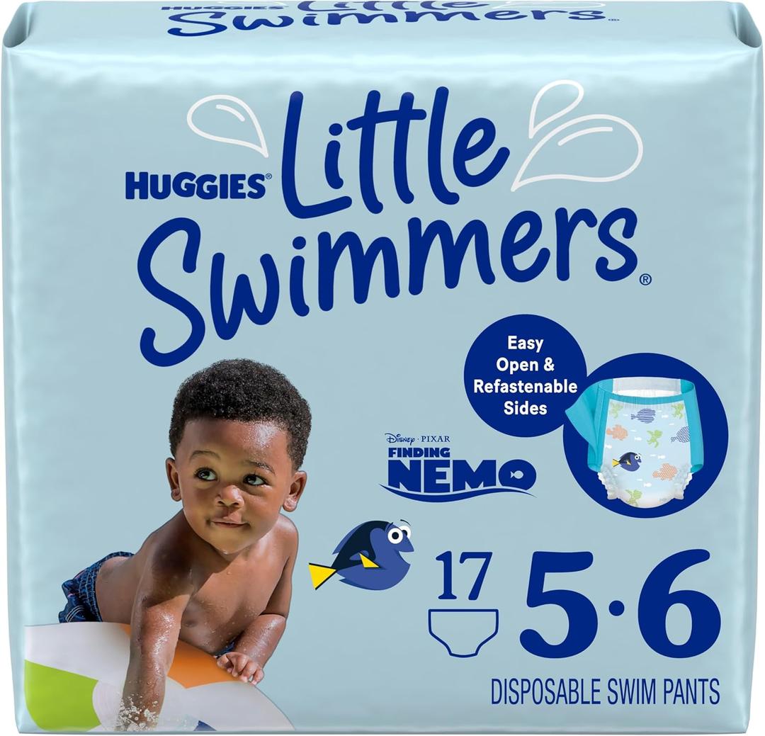 Huggies Little Swimmers Disposable Swim Diapers, Size 5-6 (32+ lbs), 17 Ct