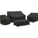 Outdoor Furniture Cover Waterproof, 4-Piece Outdoor Patio Furniture Cover Set, 600D Heavy Duty Protection Patio Loveseat Swivel Rocker Chairs and Coffee Table Garden Protective Furniture Set, Black