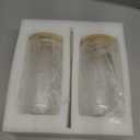 Drinking Glasses with Bamboo Lids and Glass Straw 2PCS Set, 16oz Glass Cups with Lids and Straws, Beer, Iced Coffee Glasses, Soda, Gift 1 Cleaning Brushes