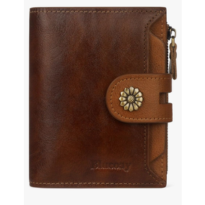 Wallet Women,RFID Blocking Leather Womens Wallet Bifold Compact Card Holder Small Wallet for Women with Removable ID Window zsbrown