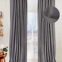100% Blackout Shield Linen Blackout Curtains for Bedroom 96 Inches Long, Back Tab/Rod Pocket Living Room Drapes, Thermal Insulated Blackout Curtains 2 Panels Set, 50" W x 96" L, Darkgray