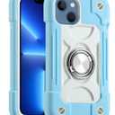 MARKILL Compatible with iPhone 14 Case/iPhone 13 Case 6.1 Inch with Built-in Ring Stand, Military Grade Drop Protection Full Body Rugged Heavy Duty Protective Durable Cover. (Ice Blue)