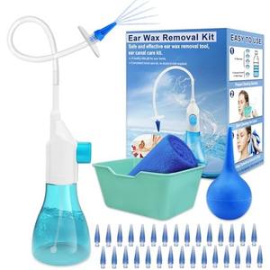 MOEBULB Ear Wax Removal Kit Earwax Removal Tools Manual Ear Irrigation Flushing System Ear Cleaner Safe & Effective Ear Cleaning Kit for Adults, Kids & Elders Home Ear Washer No Doctor's Visit Require
