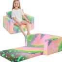 Toddler Couch, 2-in-1 Soft Kids Couch Bed Fold Out, Toddler Chairs Comfy for Boys & Girls, Convertible Kids Sofa to Lounge for Playroom, Gift for Birthday, Children's Day - Glow Unicorn | Portable, Convertible, Removable Cover