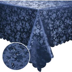 Smiry Rectangle Table Cloth, Waterproof Heavy Duty Vinyl Tablecloths, Wipeable Washable Table Cover for Kitchen and Dining Room (Navy Blue, 60" X 120")