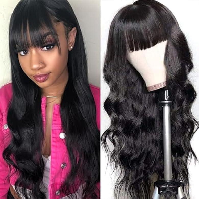 ROSELINE Body Wave Wigs with Bangs