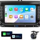 2G+64G Android Car Stereo with Wireless CarPlay Android Auto for VW Passat Jetta Golf TOURAN SEAT, Podofo 7inch HD Touchscreen Bluetooth Radio with Two USB GPS WiFi HiFi Audio SWC AHD Backup Camera
