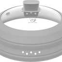 Microwave Splatter Cover Glass Cover Guard Lid with Collapsible Silicone for Food Pot Plate Cover 11.8 inch Light Grey