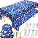 Tudomro Camping Tablecloth with Picnic Bench Covers, Fits 4ft to 7ft Picnic Tables, Washable Reusable Polyester Table Cloth for Camping, Includes Storage Bag and Clip (Vivid Style)