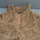 Vipwest Women's Faux Fur Cropped Coat Fall Winter Warm Fleece Jackets Full Zip Sherpa Jacket, Size S