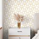 5 x Geometric Peel and Stick Wallpaper White and Yellow Contact Paper Floral Wallpaper Modern Self Adhesive Removable Wallpaper for Bedroom Bathroom Cabinets Decor Vinyl Rolls 197"x16.1"