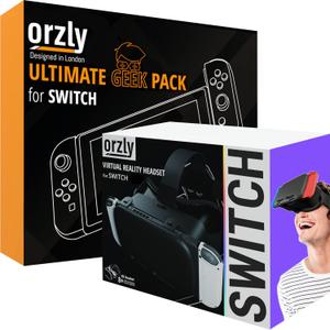 Orzly Ultimate Geek Pack & VR Headset for Nintendo Switch- ColourPop Bundle Pack