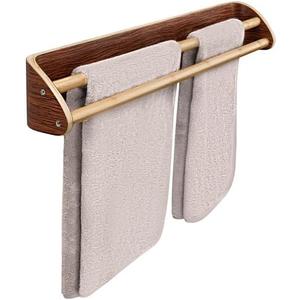 Solid Wood Bamboo Double Towel Bar - Double Towel Rack - Double Towel Bar for Bathroom Wall - Dual Towel Rack - Double Towel Racks for Bathroom - Water Resistant Bamboo Rods