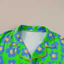 KevaMolly Womens Pajama Sets Flower Print Buttoned Drawstring Waist Lounge Set Short Sleeve Top and Shorts (M)