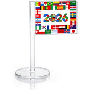 2 x World Soccer Flag Decorations 2026, Soccer Tournament Countries Small Flag Acrylic Sign, International Festival Merchandise Accessories for Desk Table Fan Gathering Events Decor